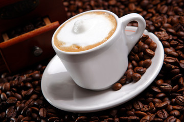 A cappuccino is an espresso based coffee drink that originated in Italy, and is traditionally prepared with steam milk foam.
