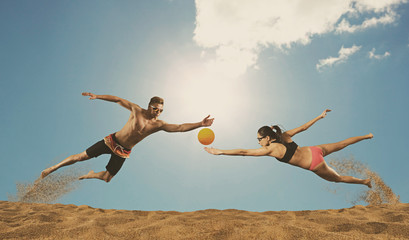 Beach volleyball player in action © Andrey Burmakin