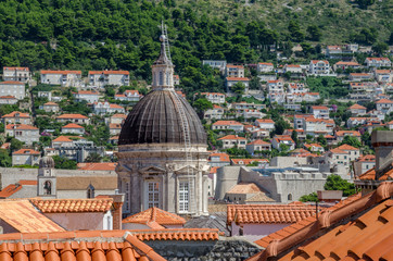 Fototapeta na wymiar roof top view from the old town walls in Dubvronic Croatia