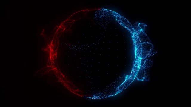 Red Blue Particles Circle Ring Intro Logo Motion Background