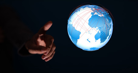 Global network connection. World map point and line composition concept
