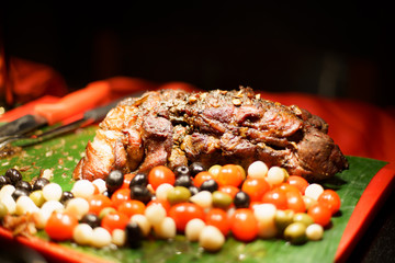 Lamb grilled, Roasted lamb served with grilled organic vegetable