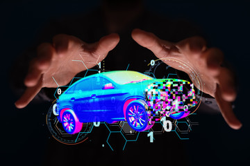 digital car technology smart in virtuel room