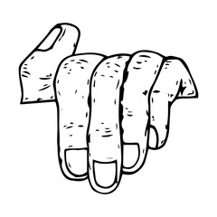 Hand holds icon. Vector illustration of a man's wrist. Hand drawn male hand..