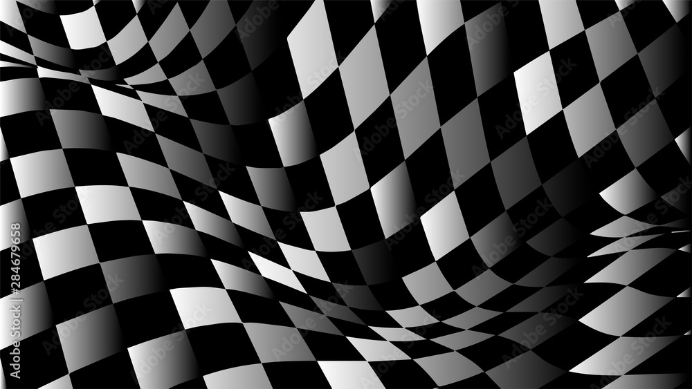 Poster black and white abstract wave. optical mosaic. twisted vector illustration.