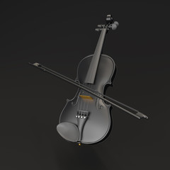 Violin black and white artistic conversion rim lighting 3d image