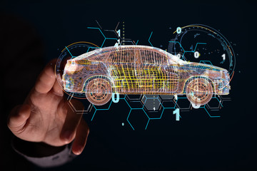 digital car technology smart in virtuel room