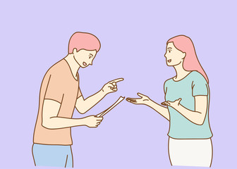 Vector illustration, flat style, businessmen discuss social network, news, social networks, etc