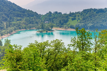 Fototapeta na wymiar Lake Tenno in South Tyrol in Italy in summer