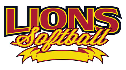 Lions Softball Design With Banner is a team design template that includes text and a blank banner with space for your own information. Great for advertising and promotion for teams or schools.