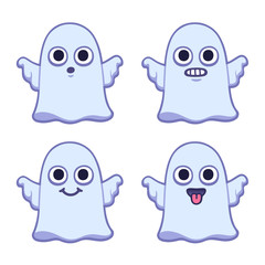 Cute cartoon ghost set