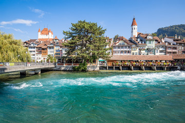 Naklejka premium City of Thun, Thun lake, Switzerland