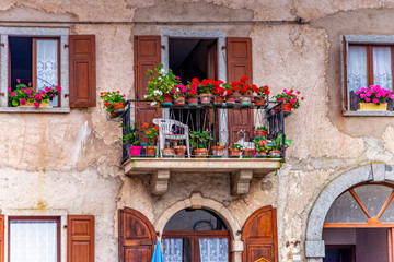 Fototapeta na wymiar Typical balcony in South Tyrol in Italy