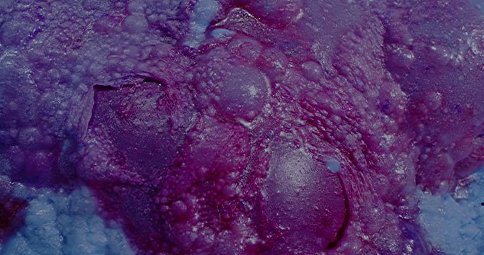 Liquid Color Substance with Bubbles. Abstract Macro 4k.
