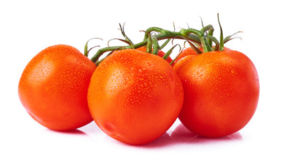 Fresh raw tomatoes isolated on white background