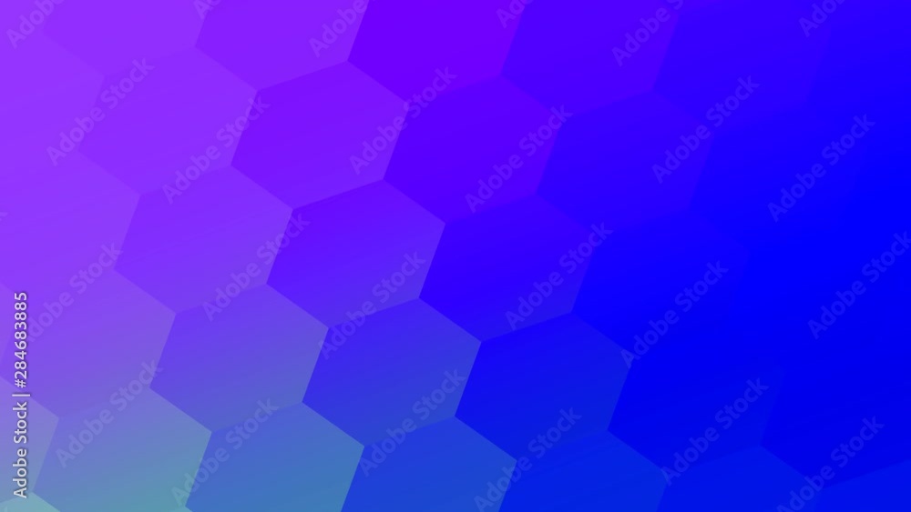 Poster blue and purple hexagons grid oscillating up and down endless loop