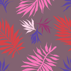 Botanical seamless pattern. Hand drawn fantasy exotic sprigs. Floral background made of herbal foliage leaves for fashion design, textile, fabric and wallpaper.