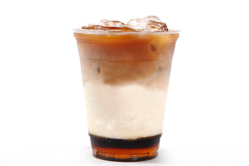 Irish frappuccino with ice and coffee beans. A cappuccino is an espresso based coffee drink that...