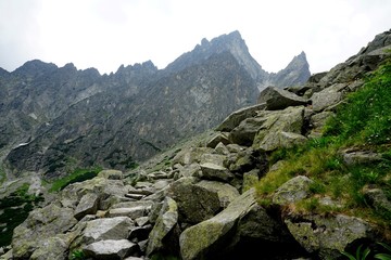 Beautiful High Tatras mountains landscape in  Slovakia near city Old Smokovec. sunny summer day
