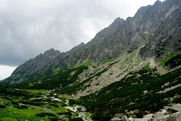Beautiful High Tatras mountains landscape in  Slovakia near city Old Smokovec. sunny summer day