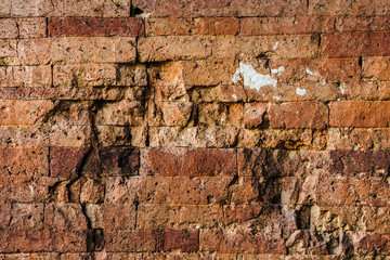 Fototapeta premium The ancient brick wall was neatly arranged and so strong that there was no space, even a small needle could not penetrate at Dhammayangyi Temple in Bagan, Myanmar.