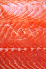 Fresh raw salmon fish textured fillet close up abstract background
