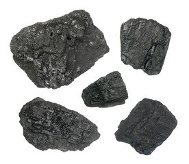 Natural black hard coal or diamond coal isolated on white