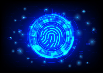 Futuristic User Interface HUD, Fingerprint scanning on circuit board