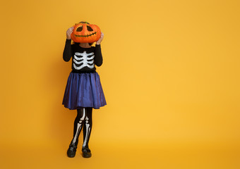 little girl in skeleton costume