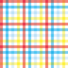 checkered background of stripes in blue, red, yellow and white
