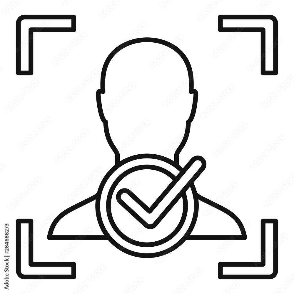 Poster approved face recognition icon. outline approved face recognition vector icon for web design isolate