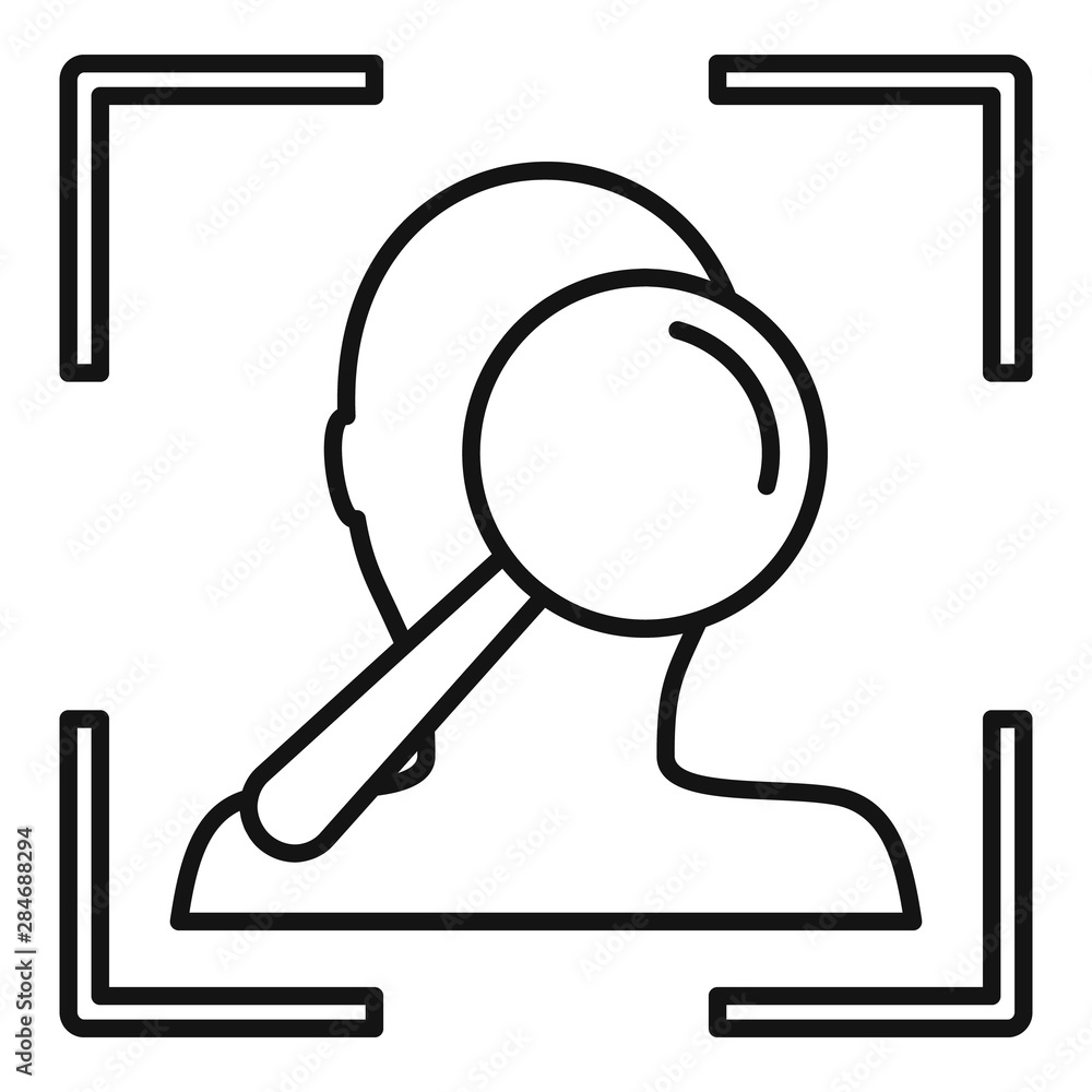 Poster search face scan icon. outline search face scan vector icon for web design isolated on white backgro