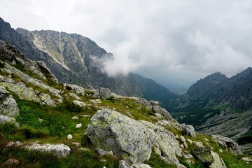 A beautiful landscape with rocky mountain  in High Tatry, Slovakia. The High Tatras Mountains in summer