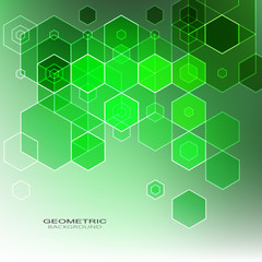abstract green background with hexagons