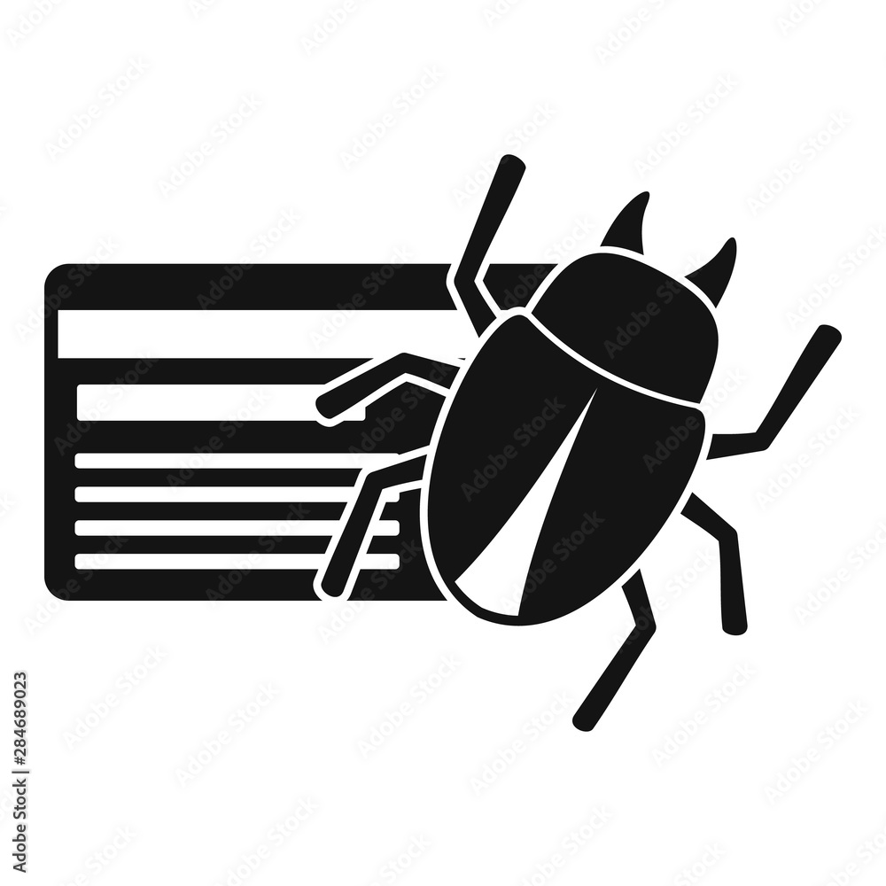 Poster credit card bug icon. simple illustration of credit card bug vector icon for web design isolated on 