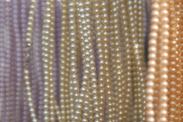 close-up of necklaces with pearls