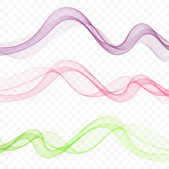  Set of colored wavy elegant waves on a gray abstract background