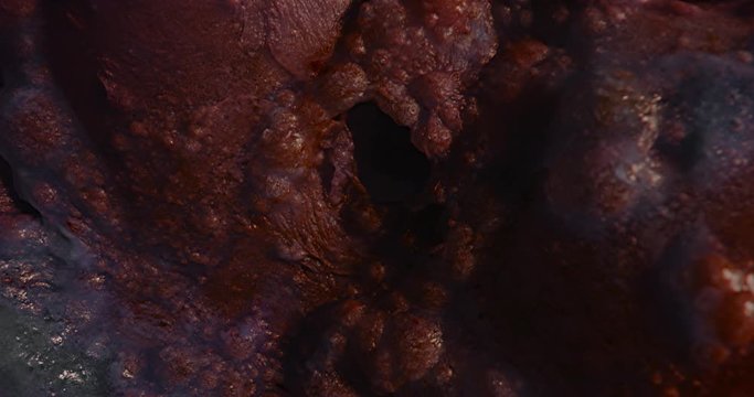 Liquid Color Substance with Bubbles. Abstract Macro 4k.