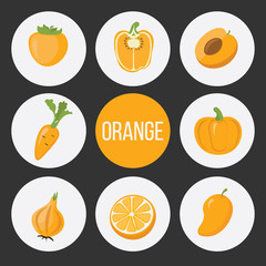 Vector set of cute color fruits and vegetables. You can use for food icon, background, labels, card banner or sticker.