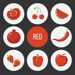Vector set of cute color fruits and vegetables. You can use for food icon, background, labels, card banner or sticker.