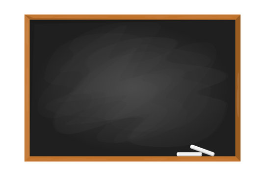 Black school chalkboard in the frame. Blank clasroom