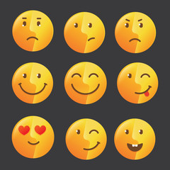 Emoticon vector illustration. Emoticon face. Different emotions collection.