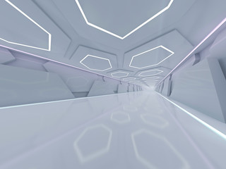 Simple empty room interior with lamps. 3D