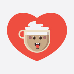 Set of coffee cup emoticons. Collection with different expressions. Flat design. Avatars,cards,stickers,sites,calendars. Vector illustration