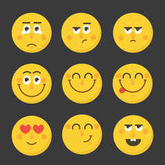 Emoticon vector illustration. Emoticon face. Different emotions collection.