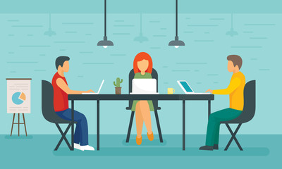 Coworking concept banner. Flat illustration of coworking vector concept banner for web design