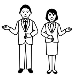 Business man and woman on white background. Vector illustration.