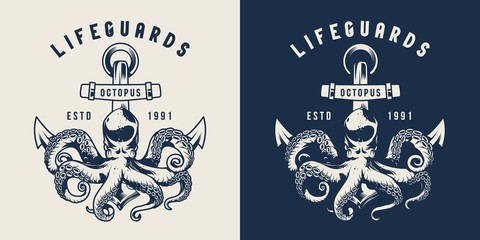 Vintage monochrome marine and nautical label © DGIM studio