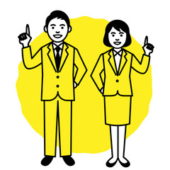 Fototapeta premium Business man and woman with round frame on white background. Vector illustration.