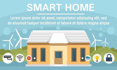 Eco smart home concept banner. Flat illustration of eco smart home vector concept banner for web design
